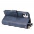 For iphone X XS XS MAX 11 11Pro Pu Leather  Mobile Phone Cover Zipper Card Bag   Wrist Strap blue