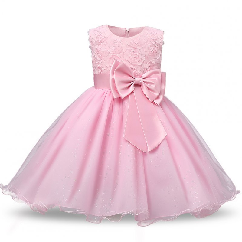 Girl Elegant Dress w. Silky Bow pink