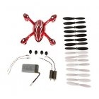 Foxnovo All in one Crash Pack Body Shell  Blades  Motor  Battery  LED Lights Spare Parts Kit for Hubsan X4 H107C Quadcopter  Red White 