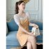 French Square Neck Dress For Women Summer Sweet Puff Sleeves Chiffon A line Skirt Simple Short Dress Pink 3XL
