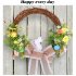 Front Door Wreath Easter Wreath With Eucalyptus Leaves And Artificial Flowers Decorative Wreath For All Season Home Door Farmhouse Wedding Foam Rabbit Garland