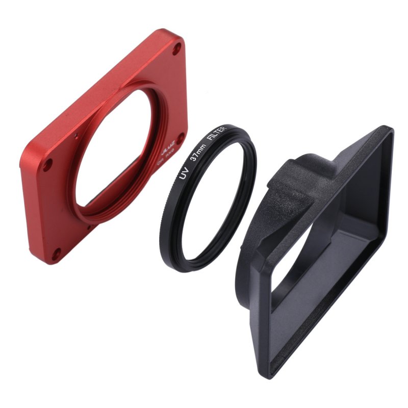 Front Panel With 37MM UV Lens Hood Kit For Sony RX0  RX0 II  red