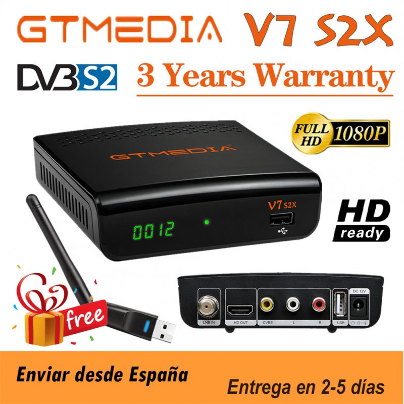 Fta Gtmedia V7 S2x Dvb-s2 Satellite  Receiver With Usb 1080p Full Hd Support Biss Auto Scroll V7hd Upgrade Wifi Digital Receiver EU plug
