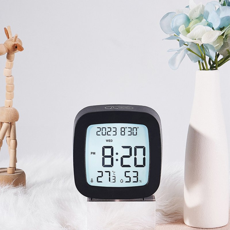 Led Alarm Clock With Backlight Battery Operated LCD Display Temperature Humidity Monitor For Home Use Office School 