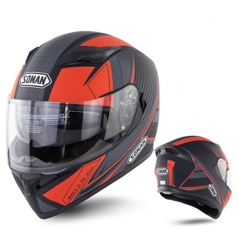 Full Face Motorcycle Helmet Sun Visor Dual Lens Moto Helmet Red acceleration_S