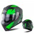 Full Face Motorcycle Helmet Sun Visor Dual Lens Moto Helmet Fluorescent green acceleration M