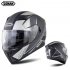 Full Face Motorcycle Helmet Sun Visor Dual Lens Moto Helmet Black gray one eyed wolf L
