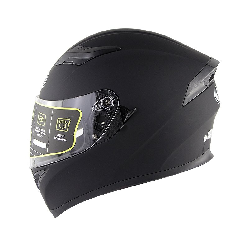 Full Face Motorcycle Helmet Sun Visor Dual Lens Moto Helmet Matte black_S