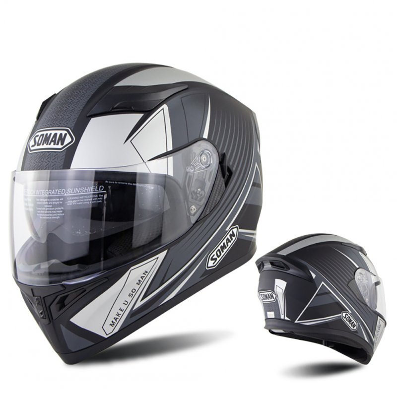 Full Face Motorcycle Helmet Sun Visor Dual Lens Moto Helmet Gray acceleration_XL