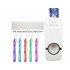 Full automatic Toothpaste Dispenser Set with 5 hole Toothbrush Holder Toothpaste Squeezer Bathroom Shelf Bathing Accessories white