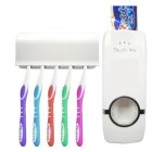 Full-automatic Toothpaste Dispenser Set with 5-hole Toothbrush Holder Toothpaste Squeezer Bathroom Shelf Bathing Accessories white