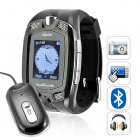 Fully functional unlocked GSM mobile phone watch with a color touchscreen  built in microphone and speakers  Bluetooth  and multimedia functions galore 