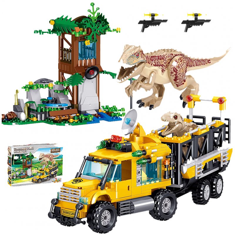 Fun Jungle Dinosaur  Truck  Building  Blocks  Toy  Kit Colorful Puzzle Teaching Aids Holiday Gifts For Kids Ages 6-14 Years Old qld1719