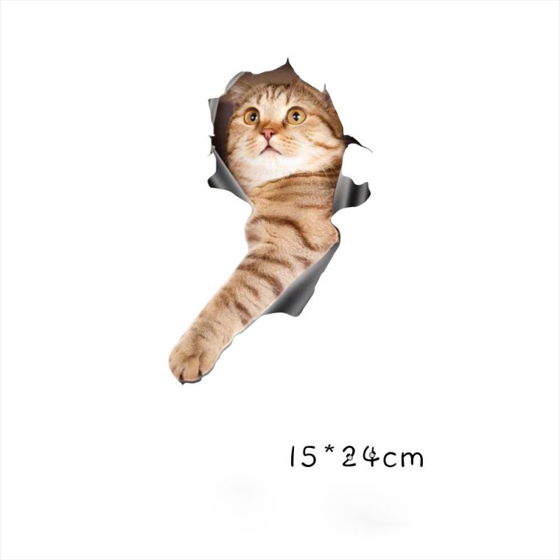 Funny Car  Sticker Body Dog Cat Puppy Scratch Paint Subsidies Cartoon Simulation Door Body Decal Orange Cat #1 15*24cm