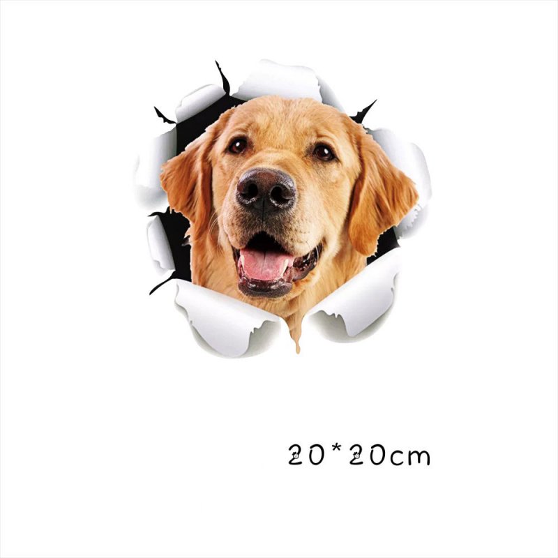 Funny Car  Sticker Body Dog Cat Puppy Scratch Paint Subsidies Cartoon Simulation Door Body Decal Golden Retriever 20*20cm