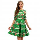 Funny Christmas Digital Printing Dress Women Slim Fit Round Neck Pullover Dress