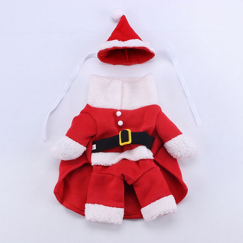 Funny Cosplay Standing Coat Clothes for Christmas Pet Dogs Teddy Bichon Wear red_XL