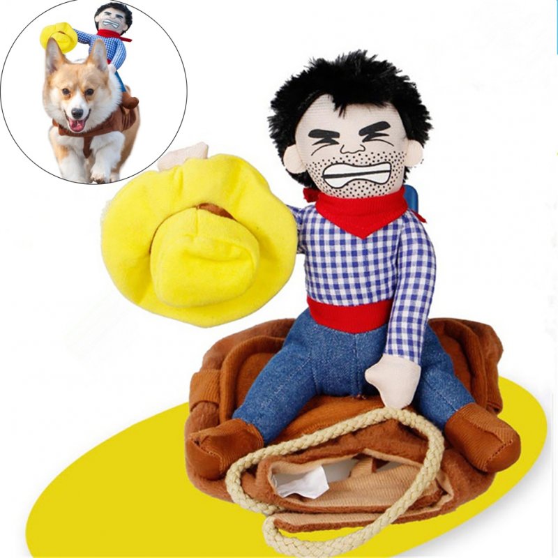 Funny Cowboy Riding Costumes Jacket for Pet Cat DogCosplay Accessories  As shown_XL