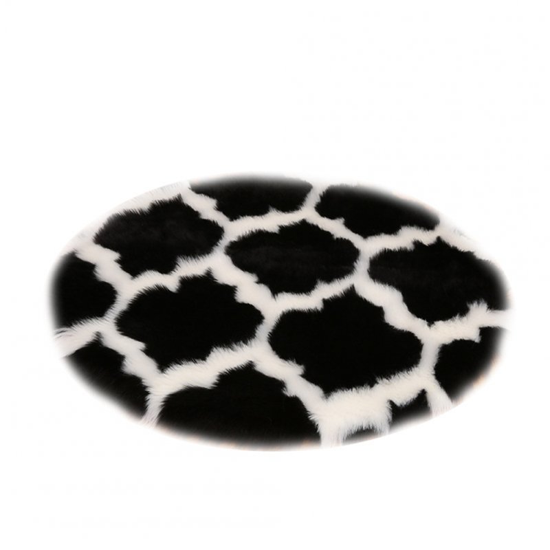 Fuzzy Rug Area  Rug Round Floor Mat Carpet For Bedroom Living Room Home Decor Black lantern with white edge_80cm in diameter
