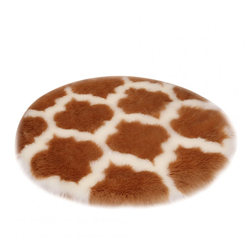 Fuzzy Rug Area  Rug Round Floor Mat Carpet For Bedroom Living Room Home Decor Camel lantern with white edge_60cm in diameter
