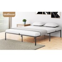 US IDEALHOUSE Queen Metal Platform Bed Frame with Sturdy Steel Bed Slats,Mattress Foundation No Box Spring Needed Large Storage Space Easy to Assemble Non-Shaking and Non-Noise Black