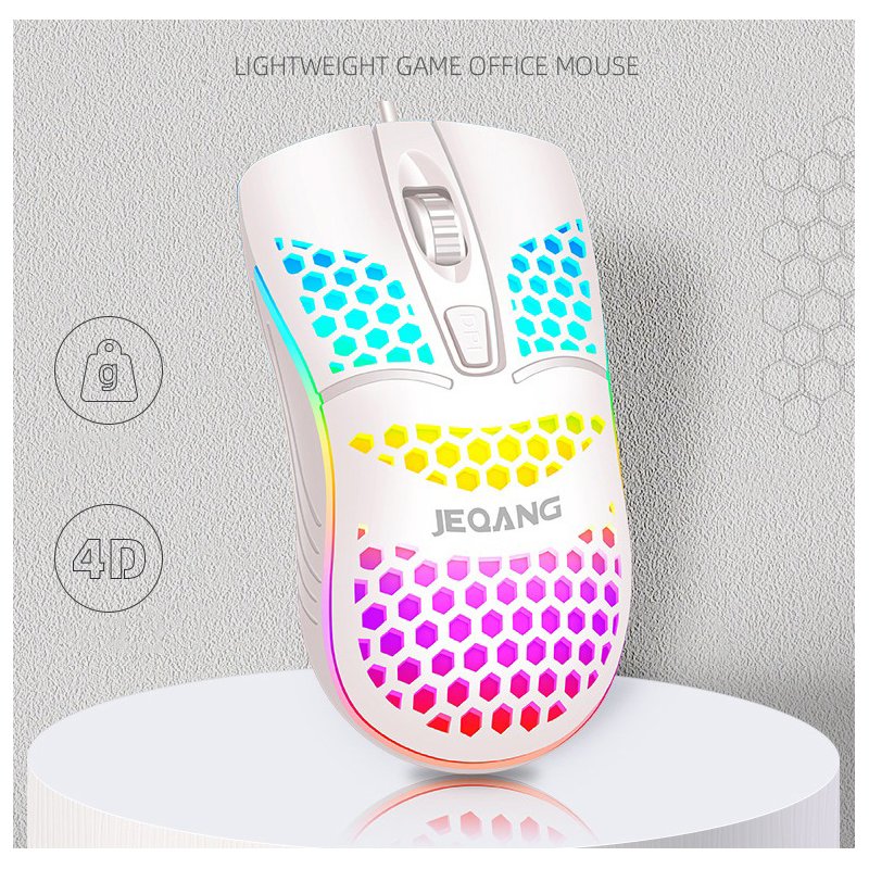 G-102 USB Computer Mouse Lightweight Hollow Wired Gaming Mouse white