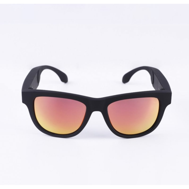 G1 Bone Conduction Music Playing Headset Polarized Glasses Sunglasses Black Frame Red Lenses