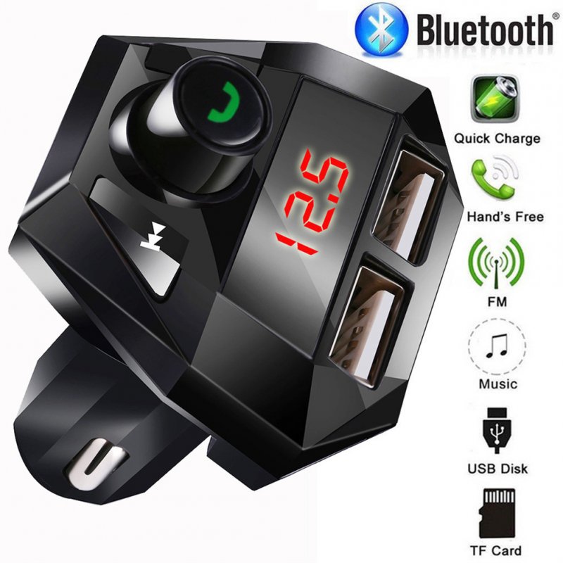 G18 Car Mp3 Player Wireless Bluetooth-compatible Hands-free Dual Usb Car Charger Fm Transmitter Receiver black