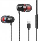 G2 Ergonomic Headset Type-c Subwoofer In-ear Wired  Control  Headset With Built-in High-definition Microphone Black