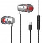 G2 Ergonomic Headset Type c Subwoofer In ear Wired  Control  Headset With Built in High definition Microphone Silver