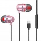 G2 Ergonomic Headset Type c Subwoofer In ear Wired  Control  Headset With Built in High definition Microphone Pink