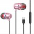 G2 Ergonomic Headset Type c Subwoofer In ear Wired  Control  Headset With Built in High definition Microphone Pink