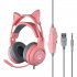G25 Cute Cat Ear Luminous Wired  Headset Noise canceling High definition Microphone Stereo Ergonomic Gaming Computer Earphone Blue