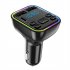 G38 Car Wireless Audio Transmitter LED Backlit Dual USB Port Adapter FM Transmitter Stereo Audio Extender Amplifier TF Card U Disk Player black