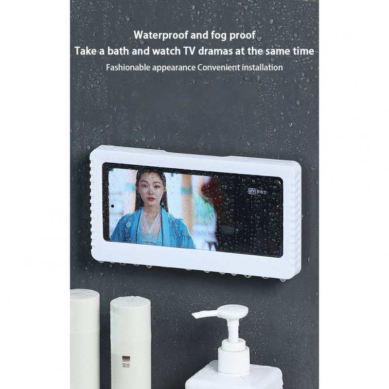 Bathroom Phone Holder Box Bathingroom Waterproof Wall Mounted Touch Screen Seamless Mobile Phone Holder 