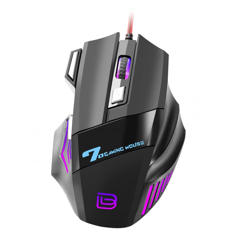 G5 Wired Gaming Mouse 7d RGB Luminous 7 Buttons 3200 Dpi Usb Mechanical Mice Compatible For Windows 2000 / Xp / Win7 / Win8 / Win10 black