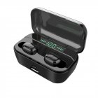 G6S Wireless Headphones 8D Stereo Bluetooth 5.0 Earphones LED Display Headset IPX7 Waterproof Earburd black