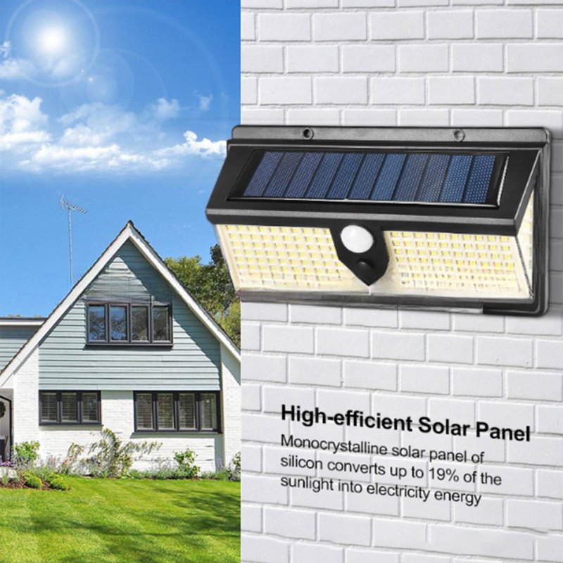 190led Solar Wall Lamps with 4 Working Modes Courtyard Waterproof Lights Outdoor Garden Decoration