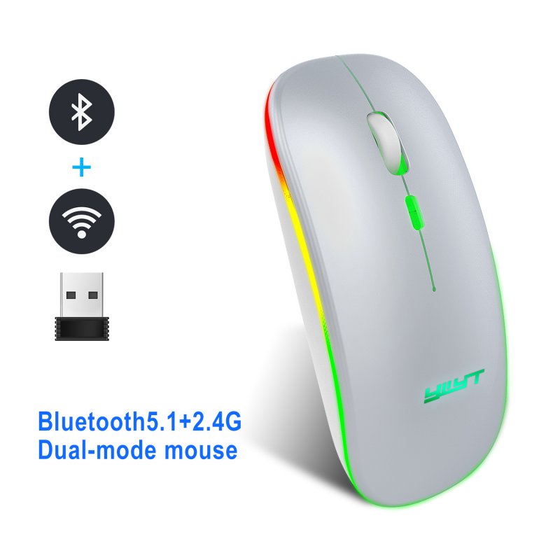 G852 Rechargeable Silent Bluetooth 2.4g Dual-mode Wireless Gaming  Mouse white