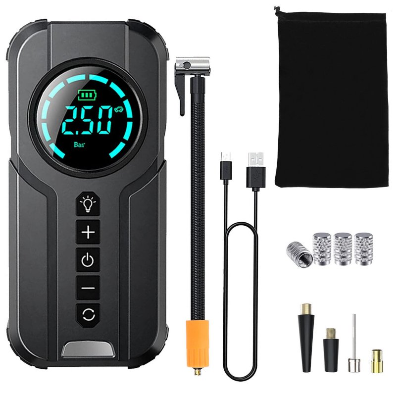 150psi Tire Inflator Air Compressor Lcd Display Cordless Portable Air Pump for Motorcycle Bike Ball without Battery