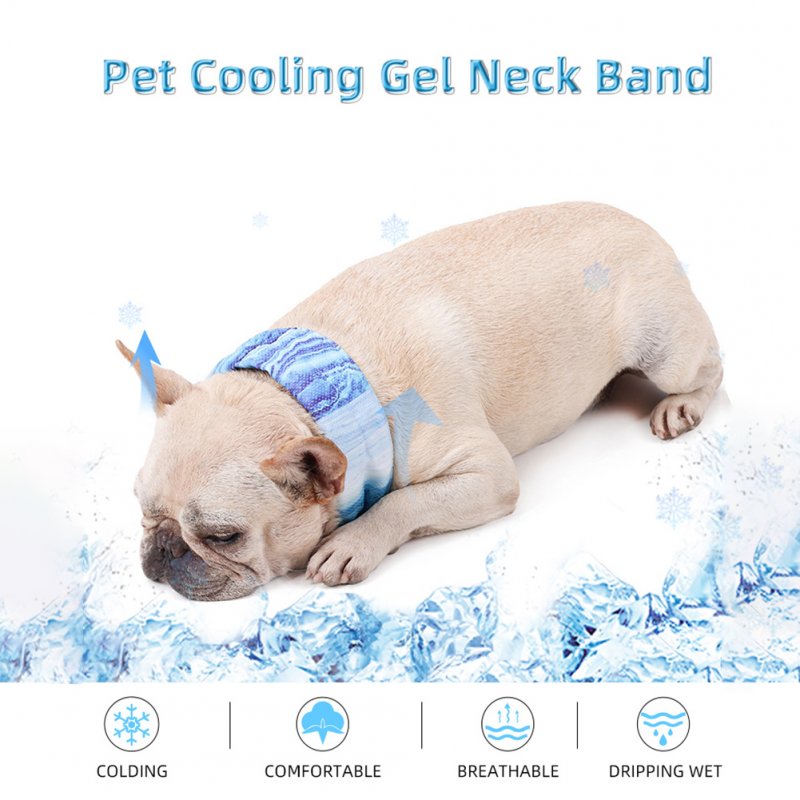 Pet Cooling Scarf Outdoor Comfortable Fabric Ice Collar Pet Supplies Blue Medium