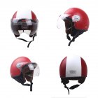 DOT Certification Helmet Leather Cover Scooter Vintage Helmet Red and white <span style='color:#F7840C'>M</span>