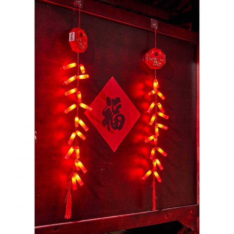 Electric Firecrackers Chinese Style LED Glowing Fire Cracker Lights With Sound Hanging Ornament For New Year Wedding Party Decor color 80LED large tube