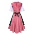 GLORYSTAR Women Stylish Plaid Party Dress Suits for Beer Festival Classic Retro A Swing Dress red US Size XL