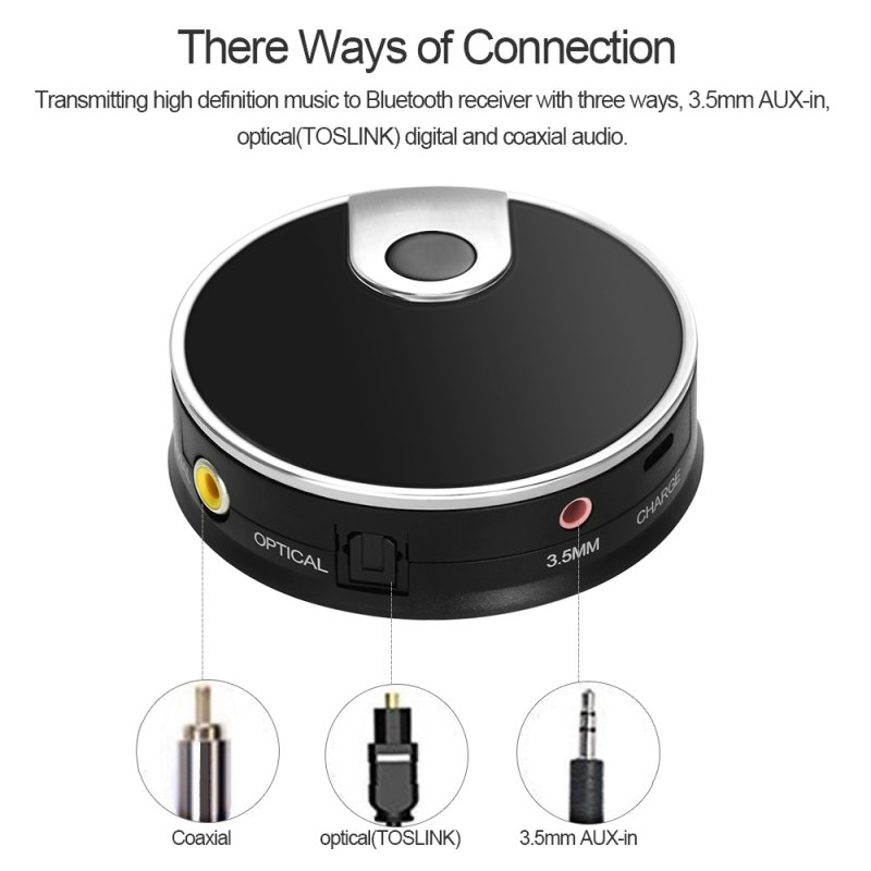 Wireless Audio Transmitter Optical Fiber Transmission Bluetooth 4.0 Music Transmitter Optical Fiber Coaxial 3.5mm AUX-in Input 