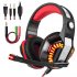 GM 2 Gaming Headset with Microphone Headphone with LED Light for PS4 Xbox 1 Laptop Tablet Mobile Phones PC Black Red