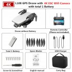 GPS Drone L108 with 4K ESC HD Dual Camera 5G Wifi FPV GPS Flow Follow RC Quadcopter Brushless Foldable Helicopter VS SG906 White 1 battery