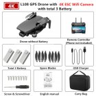 GPS Drone L108 with 4K ESC HD Dual Camera 5G Wifi FPV GPS Flow Follow RC Quadcopter Brushless Foldable Helicopter VS SG906 Black 3 battery