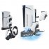 Game Console Wall Mount With Dual Controller Charging Dock Hanging Hook Stand Station Game Machine Stand Holder Compatible For PS5 Slim Game Console Accessories