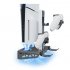 Game Console Wall Mount With Dual Controller Charging Dock Hanging Hook Stand Station Game Machine Stand Holder Compatible For PS5 Slim Game Console Accessories